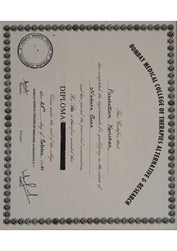 Diploma in Nature Cure