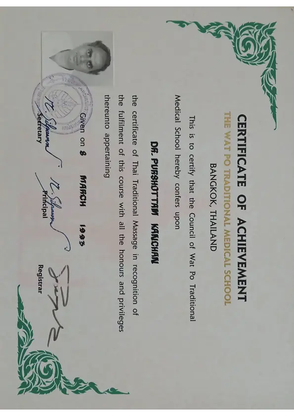 Wat Po Thai Massage Certificate